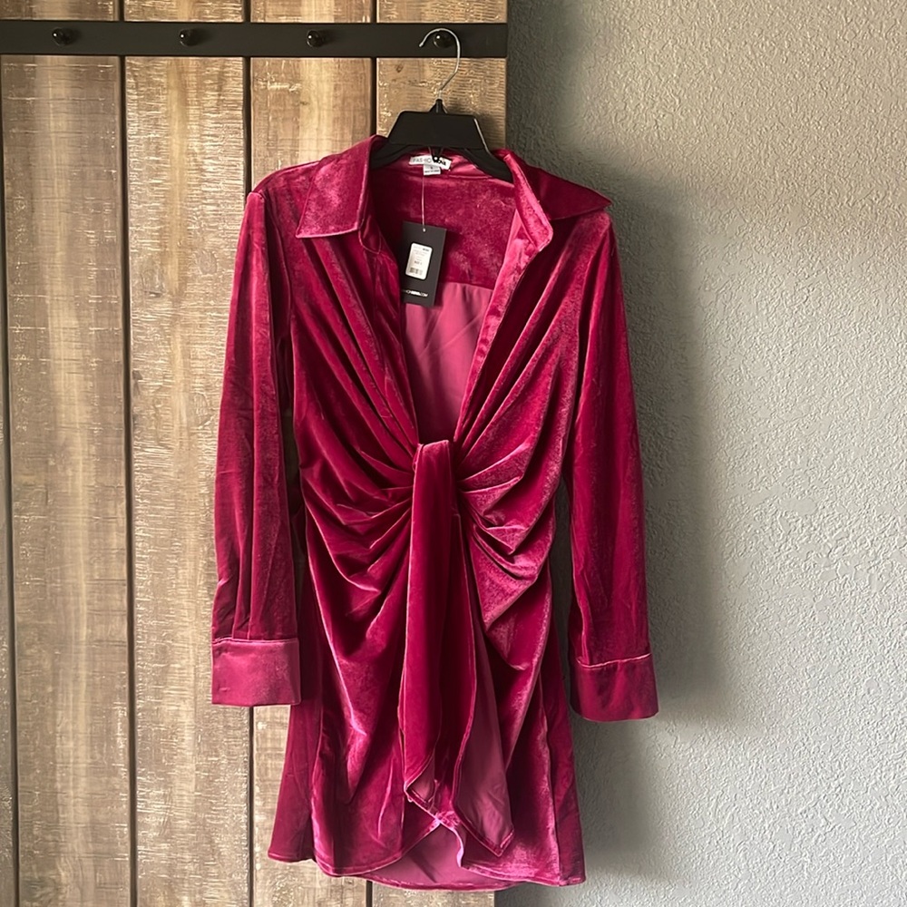 Deep fuschia mini fitted with stretch dress
